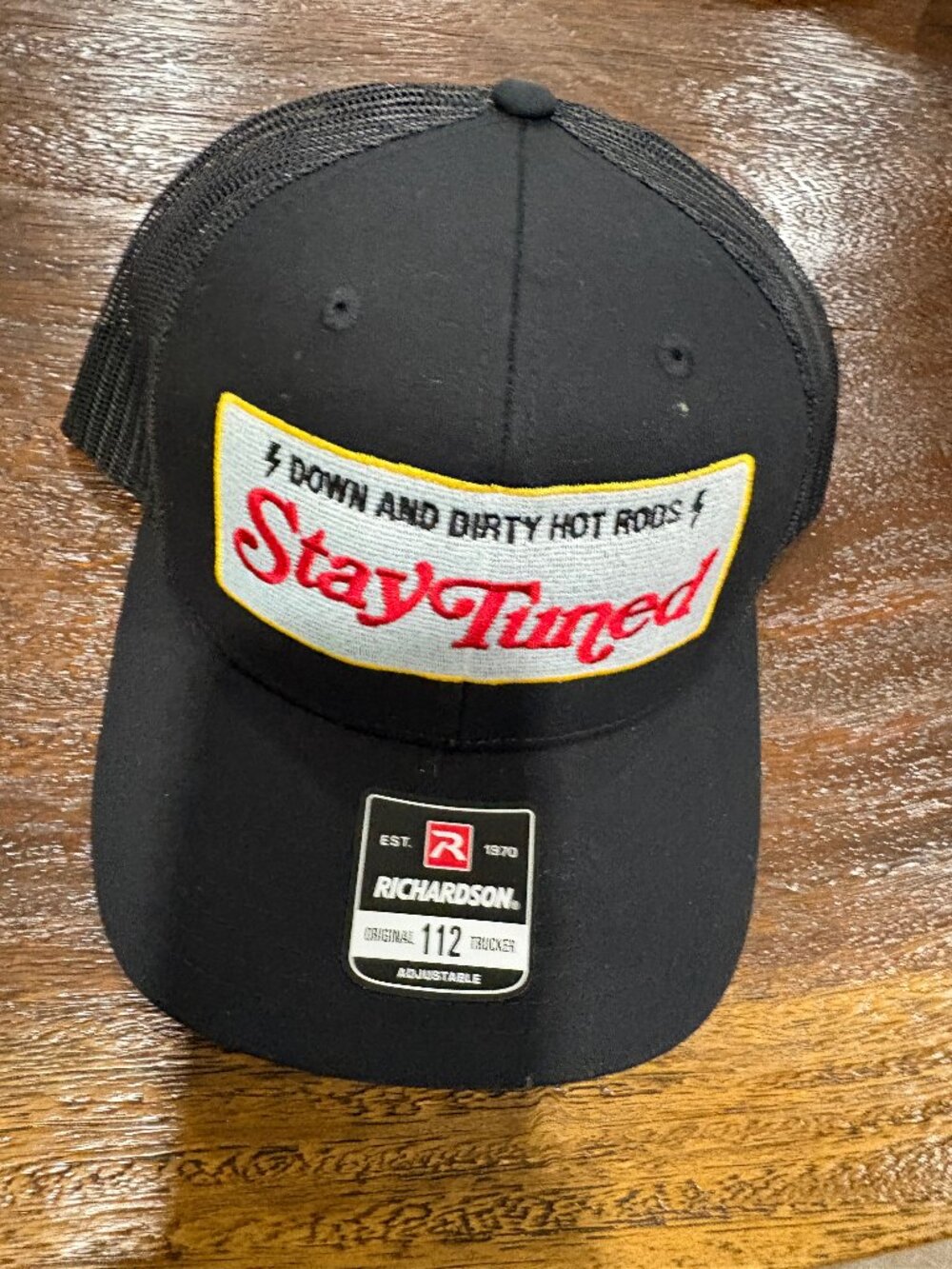 Down and Dirty Hot Rods  Stay Tuned Richardson 112 Trucker Hat Cap Black NEW